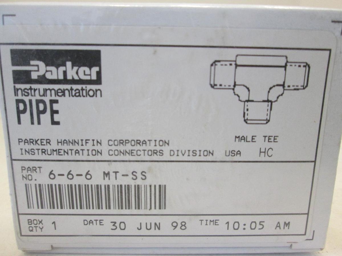 Parker, 6-6-6 MT-SS, Male Tee Fitting, New, Original Packaging