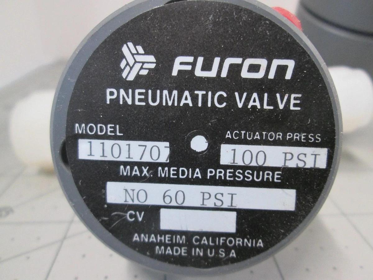 Used Furon, NO-60PSI, 1101708, 100 PSI, 3-Way Valve, Used, Lot of 2