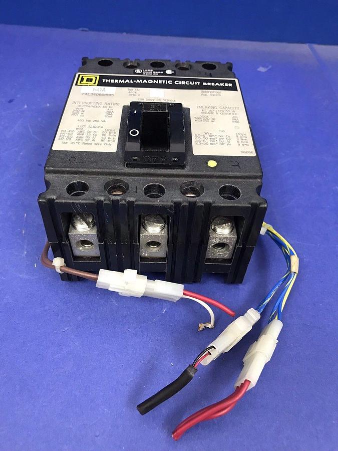 Used Square D FAL340601595 Thermal-Magnetic Circuit Breaker, 60A, Used