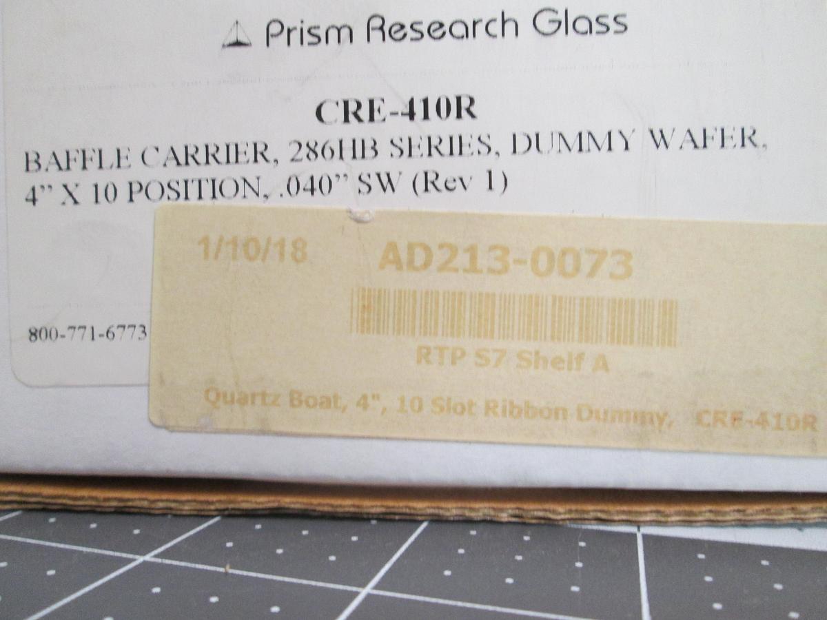 Used Prism Research Glass, CRE-410R, Baffle Carrier 286HB, 4"X10 Position NIB