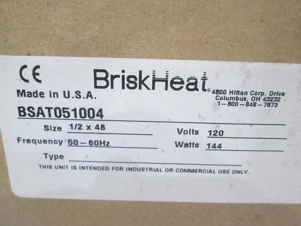 BriskHeat, BSAT051004, Silicone Rubber Heating Tape, 120V, 144W, New