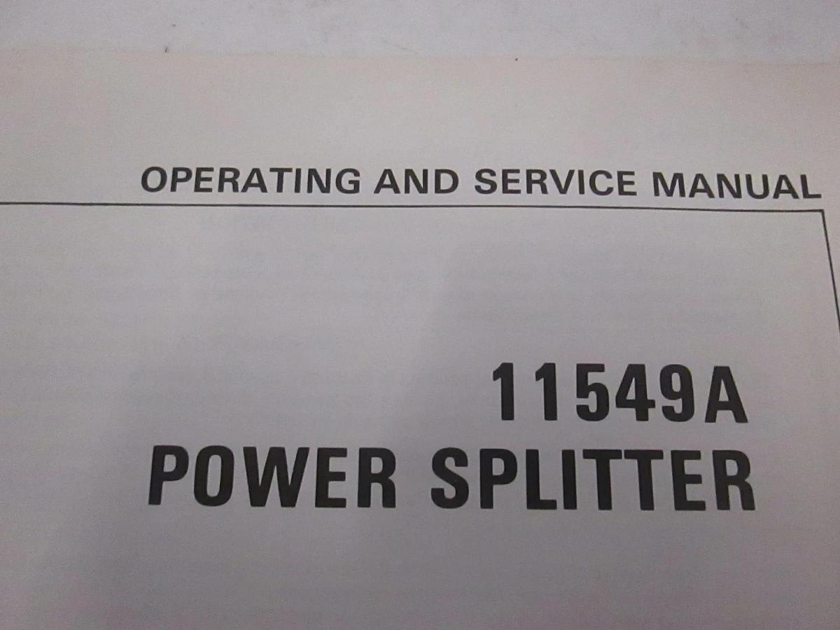 Used HP 11549A Power Splitter Operating and Service Manual, Used