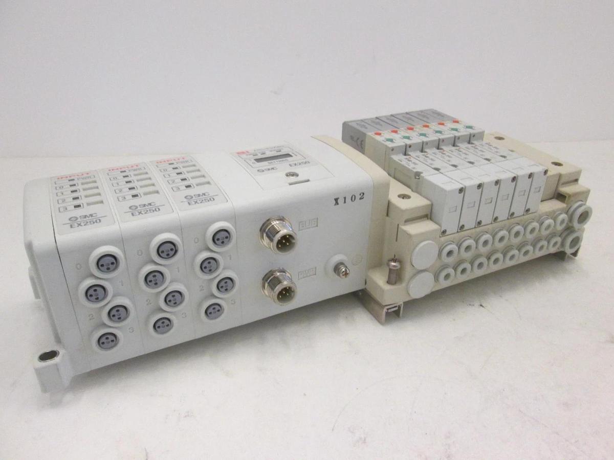 Used SMC, EX250, DeviceNet Interface 3 Module Assy w/ 6 Valves, SV1400-5FVD, Used