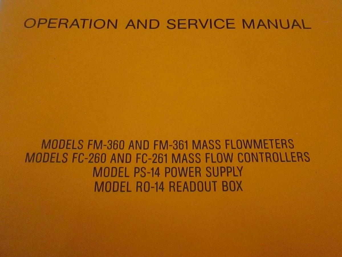 Used Tylan FM-360, FM-361 Flow Meters Operating and Service Manual, Used
