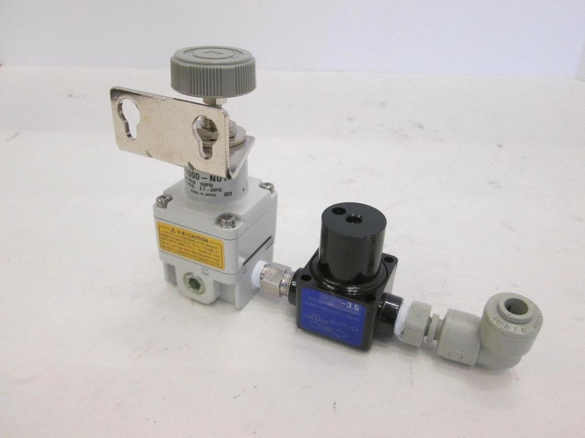 Used SMC, IR1000-N01 w/ R-801-3.5 AirTrol Preset Regulator Assy, Used