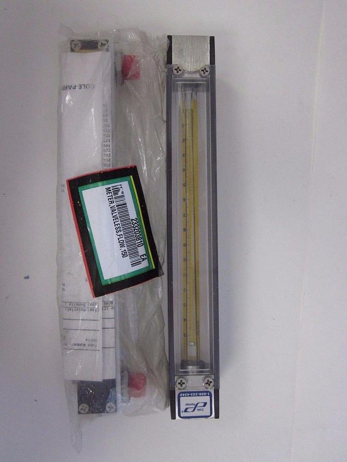 Used Cole Parmer N102-05 Valveless Flow Meter, 0-150 PSI, 1/4" Male - LOT of 2