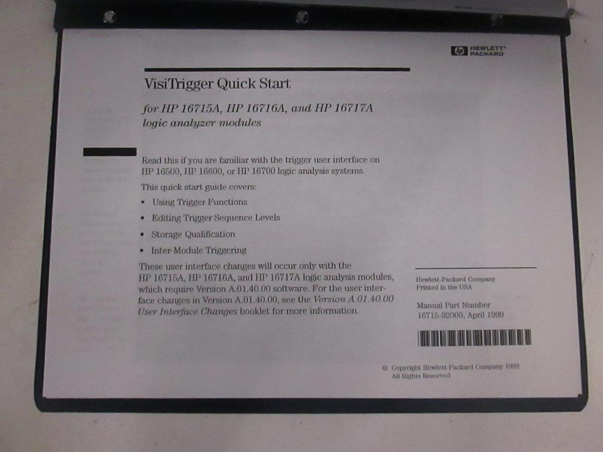Used HP VisiTrigger Quick Start for 16715A, 16716A and 16717A, Used
