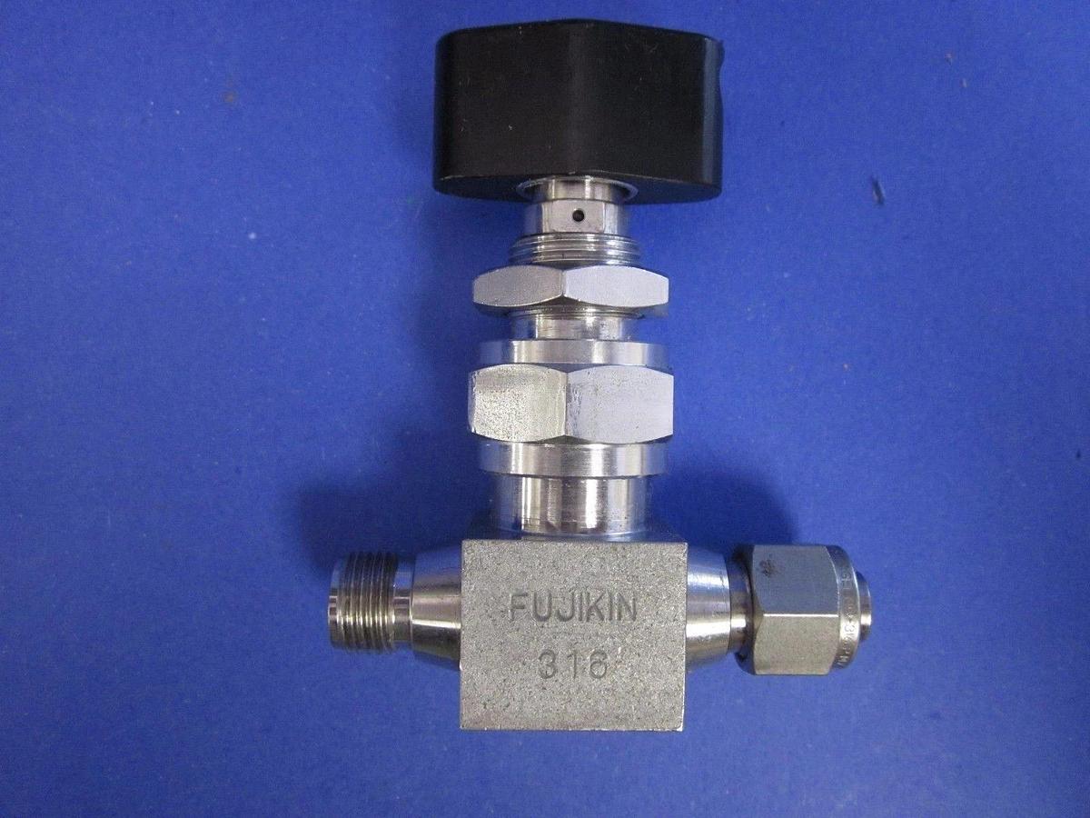 Used Fujikin 1/4 Turn Shut Off Valve, TEL 0120-064661, 1/4" Swagelok - LOT of 2