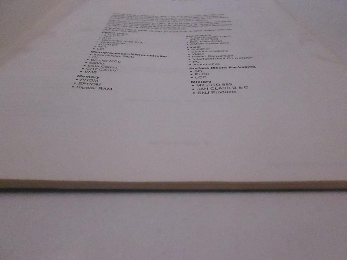 Used Signetics Full Product Line Reference Guide, Used