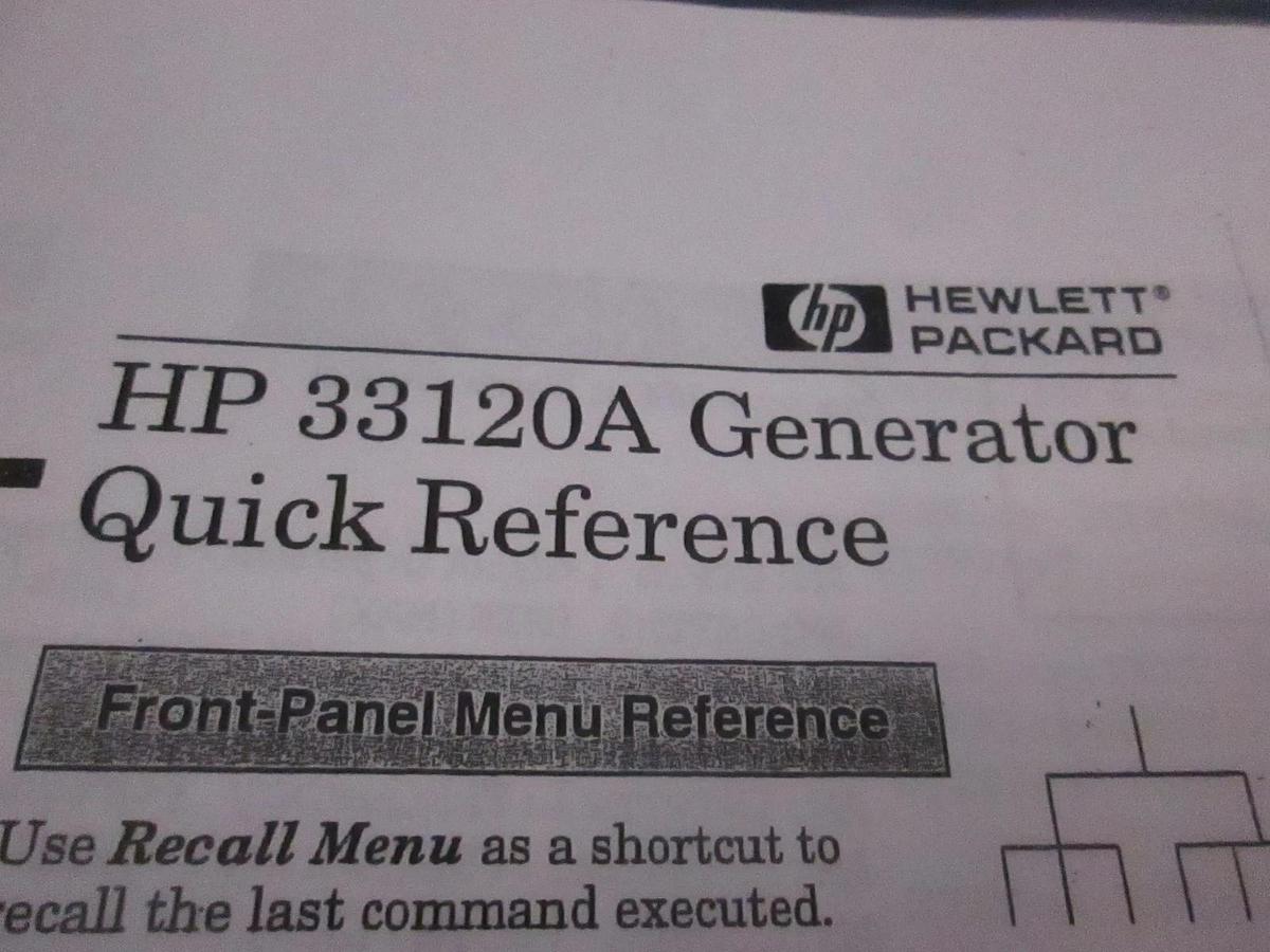 Used HP 33120A Generator Quick Reference Guide, Used