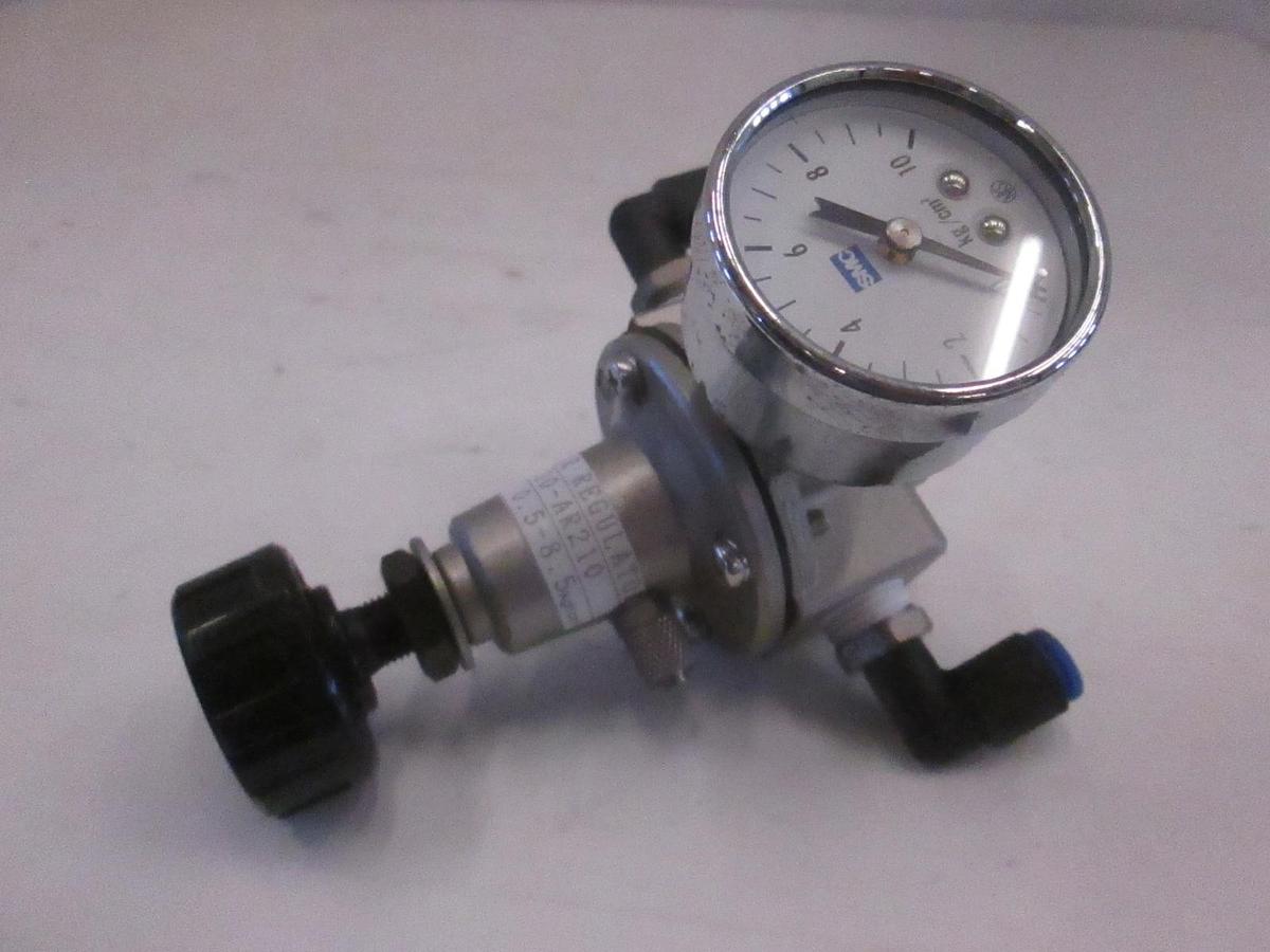 Used Pneumatic Air Regulator, 10-AR210, 0.5-8.5 kgf/cm, w/ 0-10 kg/cm2 SMC Gauge, Use