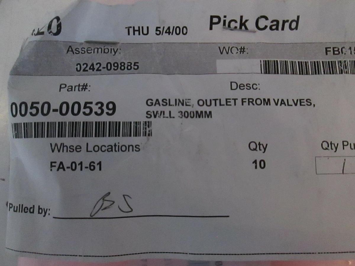 Used AMAT, 0050-00539, Gasline, Outlet From Valves SWLL 300MM, New