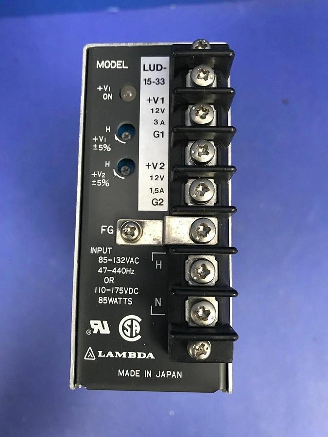 Used Lambda LUD-15-33 Power Supply, (47-440HZ, 85-132 VAC) or (110-175VDC, 85W), Used