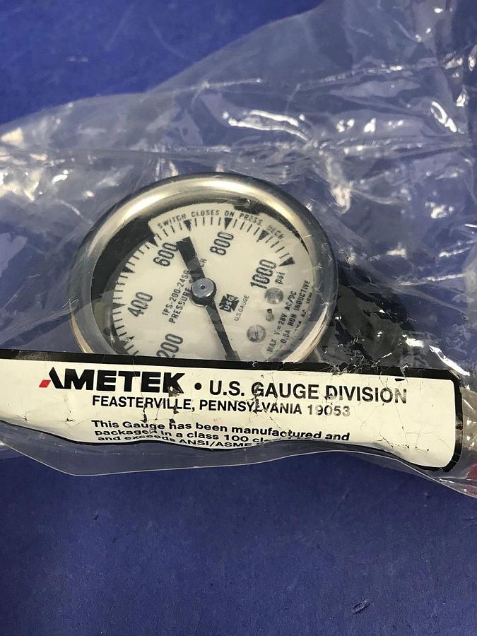 Used Ametek IPS-200-24SG Indicating Pressure Switch, 0-1000 psi, New in Wrap
