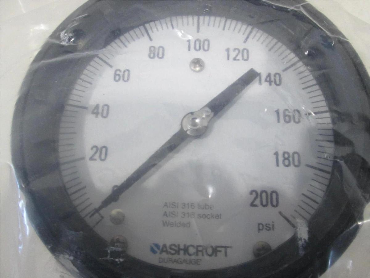 Ashcroft, Duragauge, 4-1/2", 0-200 PSI, Silicone Fill, New