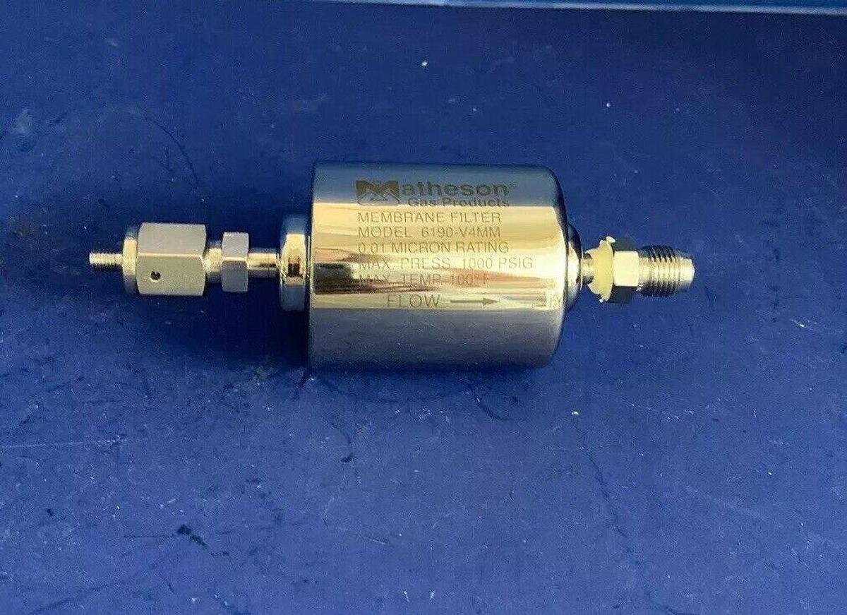 Used Matheson Inline Gas Filter 6190-V4MM, 1/4" Male VCR, 1000 psig, Used