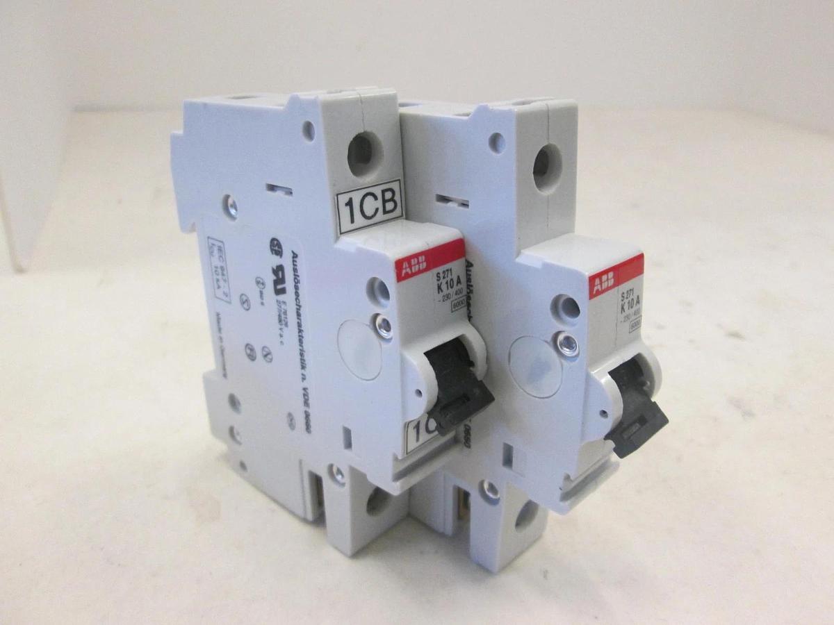 Used ABB, K 10 A, Single Pole Circuit Breaker, S271, Used, Lot of 2