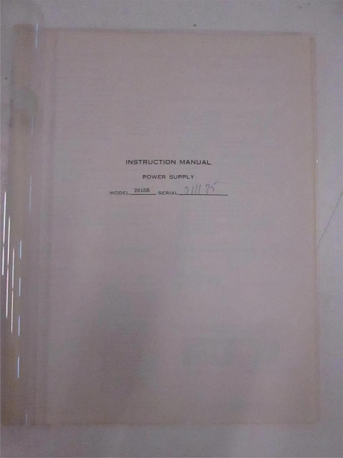 Used Power Designs Model 2015R Power Supply Instruction Manual, Used