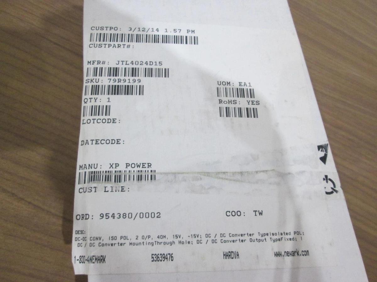 XP Power, JTL4024D15, DC/DC Converter, New