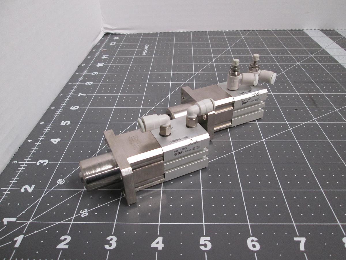 Used SMC CDQSB16-10DC Compact Pneumatic Cylinder Lot of 2
