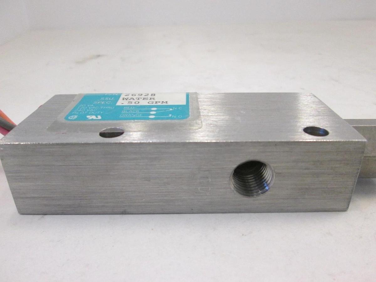 Used GEMS Sensors Type FS-928, Piston Type Flow Switch, .50 GPM Water, Used