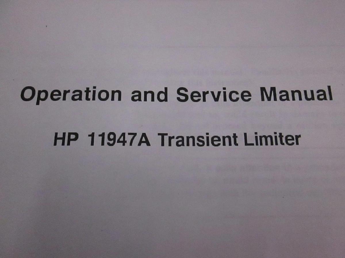 Used HP 11947A Transient Limiter Operation and Service Manual, Used