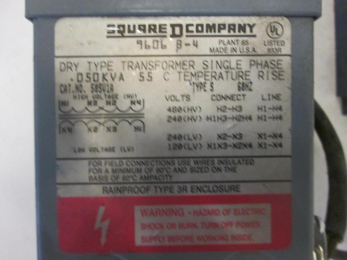 Used Square D, Type S, Single Phase Dry Transformer w/ Engler Hour Meter, Used
