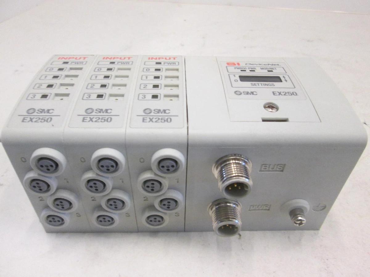 Used SMC, EX250, DeviceNet Interface Module Assy w/ 3 Input Blocks, Used
