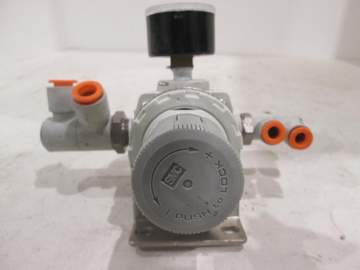 Used SMC, ARP30-N03H-Z1, Regulator Assy w/ 0-.2MPa Gauge and Bracket, Used