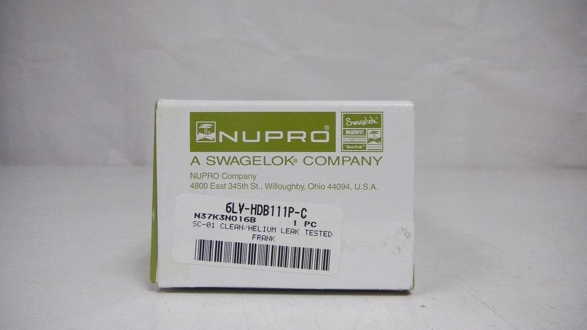Nupro High Pressure Valve 6LV-HDB111P-C, 1/4" Tube Butt Weld, NIB