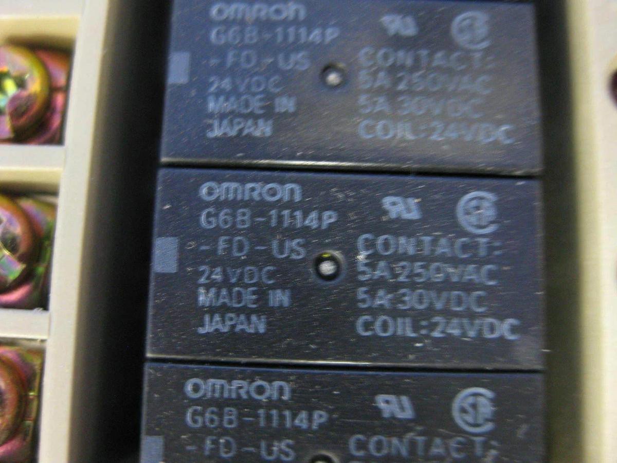 Used OMRON Relay Assy w/ G6B-1114P Relays and G6C-2117P Power Relays, Track Mount