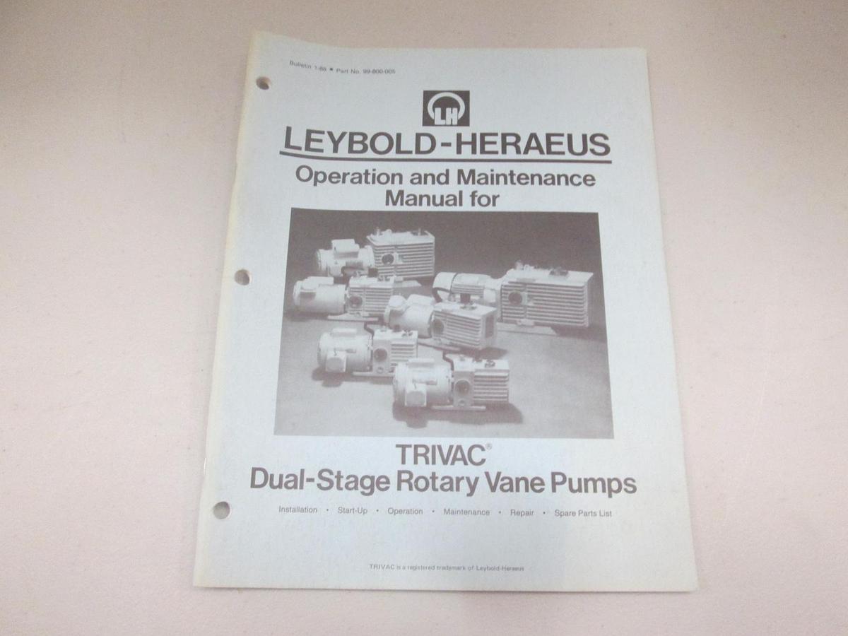 Used Leybold, 99-800-005, Operation and Maintenance Manual for TRIAC Pumps, Used