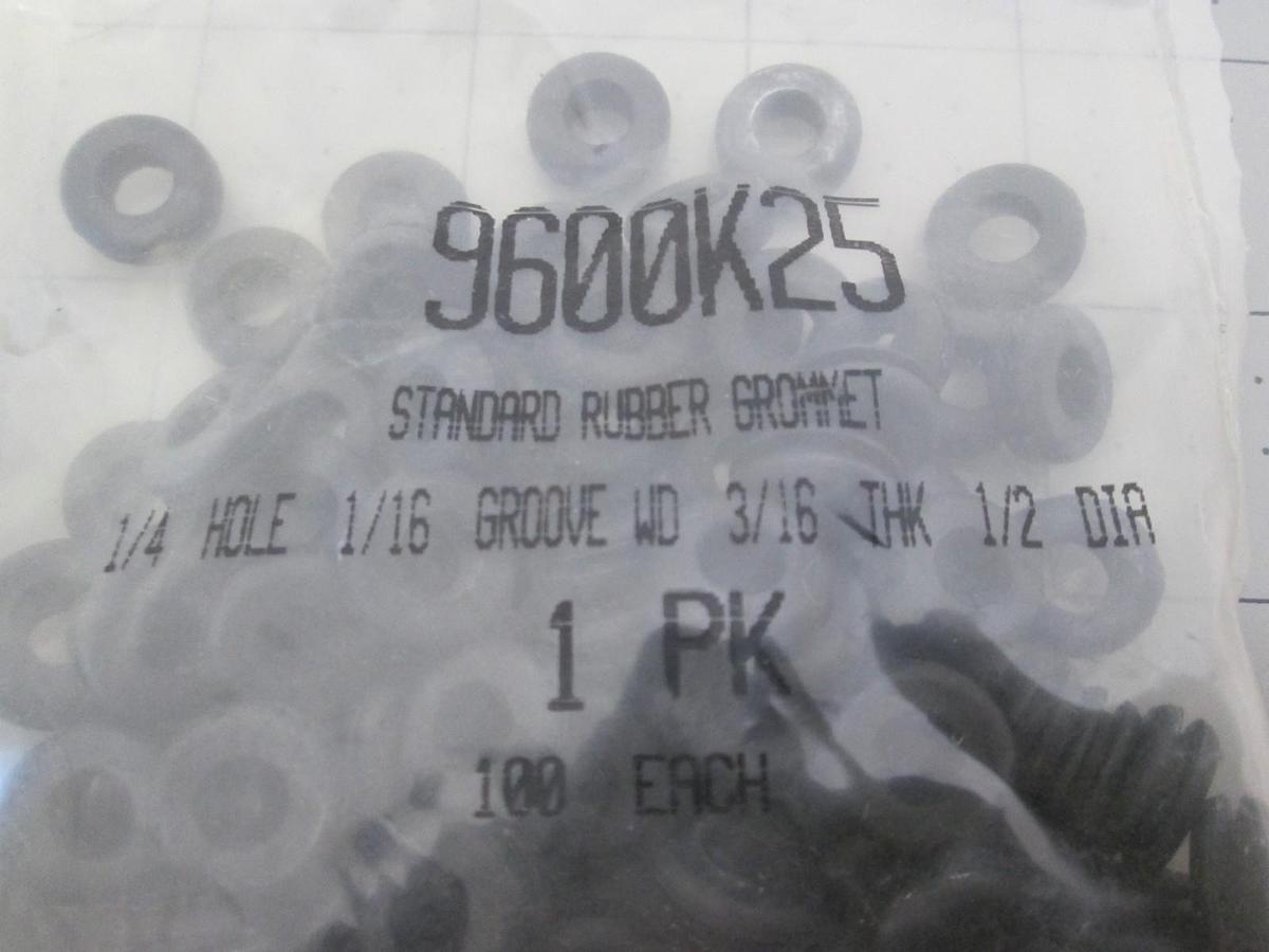 Used Rubber Grommet, 1/4 Hole 1/16 Groove WD 3/16 THK 1/2 Dia, New, Lot of 300