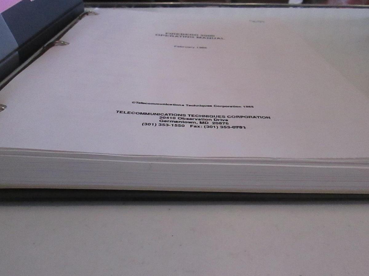 Used TTC Fireberd 2000 Data Error Analyzer Operating Manual, Used