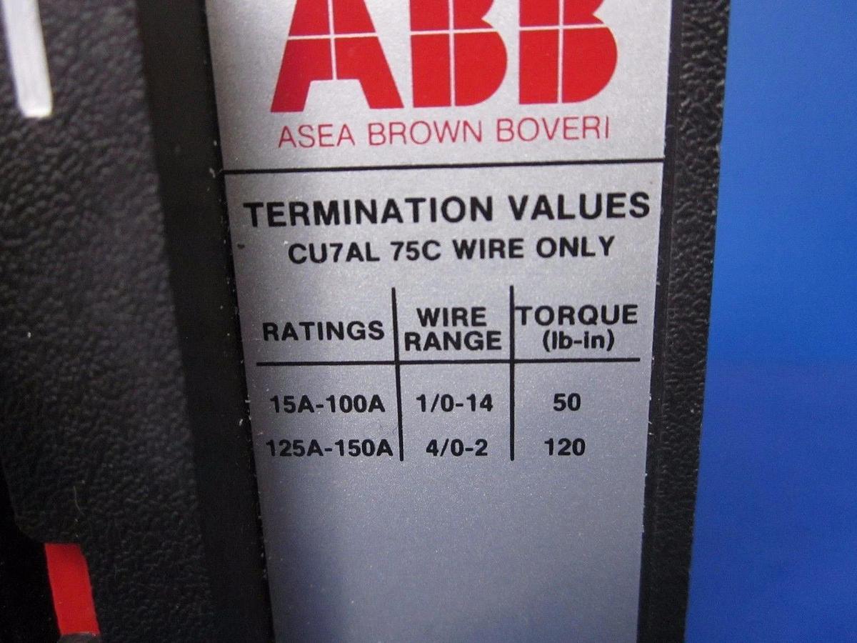 Used ABB UXAB 727131 R 113 Circuit Breaker, 50 AMP, 3 Pole, Type ES, Used