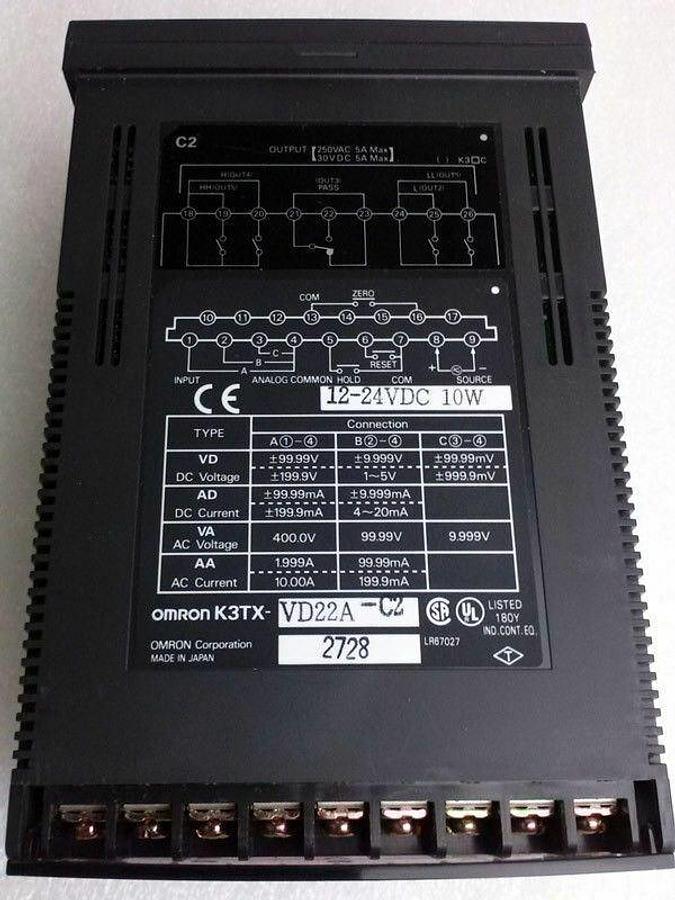 Used Omron K3TX-VD22A-C2, Digital Meter, Controller, Panel, Used