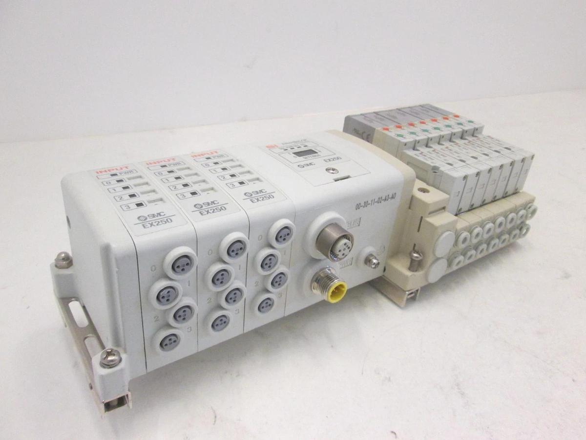 Used SMC, EX250, DeviceNet Interface 3 Module Assy w/ 7 Valves, SV1200-5FUD, Used