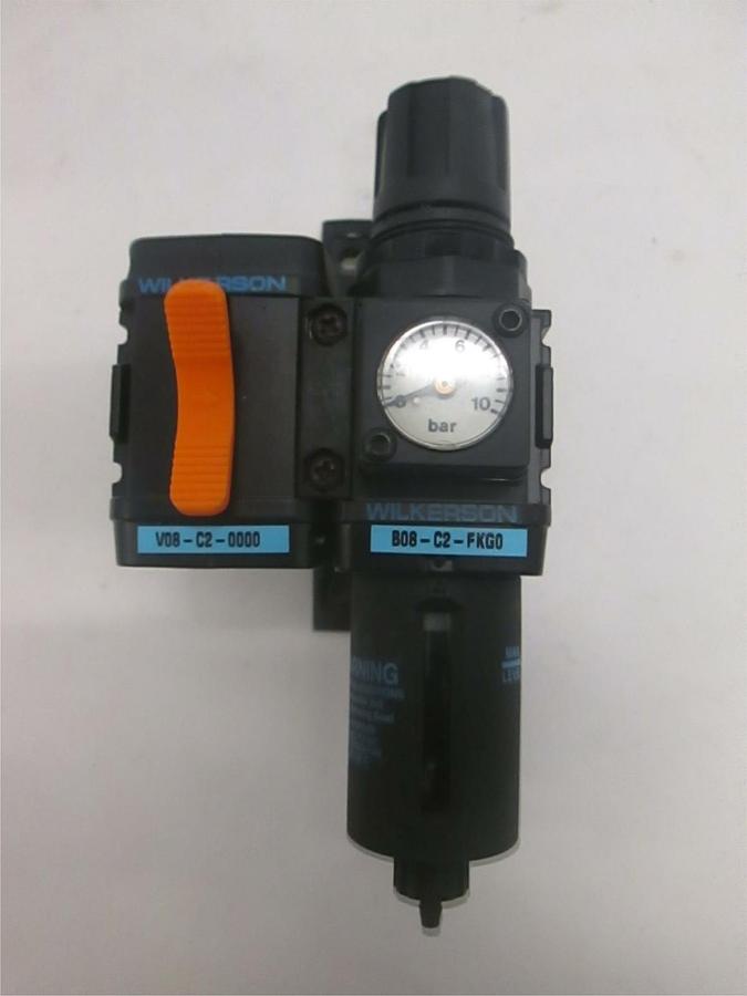Used Wilkerson, Filter Regulator Assy w/ Gauge, B08-C2-FKG0 and V08-C2-0000, Used