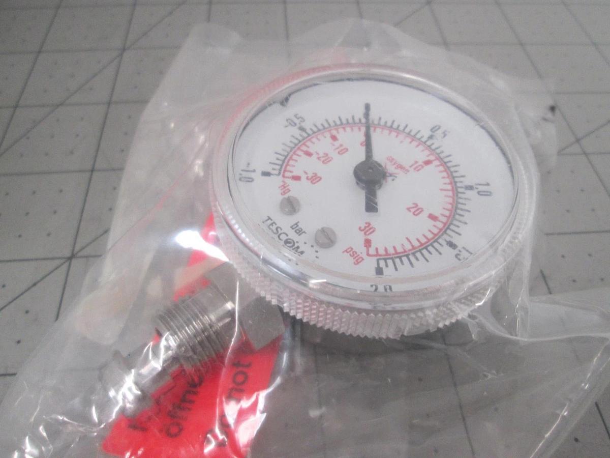 Tescom, Span Gauge, Dual Dial 2", -1.0 - 2 Bar, -30-0-30 PSIG, New