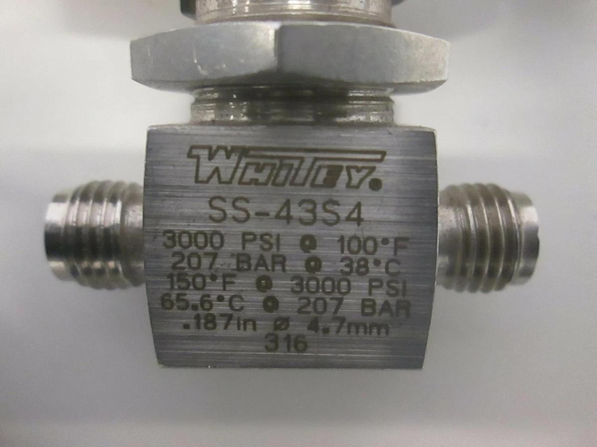 Used Whitey, SS-43S4, SS-43XS4, SS-43F4 Ball Valve, Used, Lot of 3