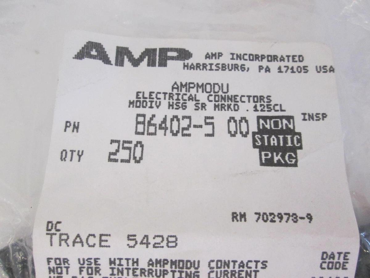 Used AMP Electrical Connectors, B6402-5-00, Lot of 250