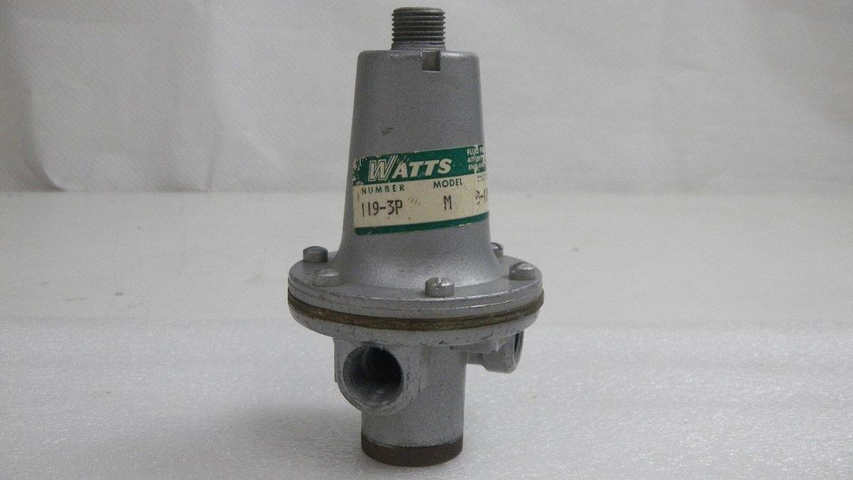 Used Watts 119-3P Regulator, Model M, 3/4" In/Out, 1/2" R/L, 1-125PSI, Used