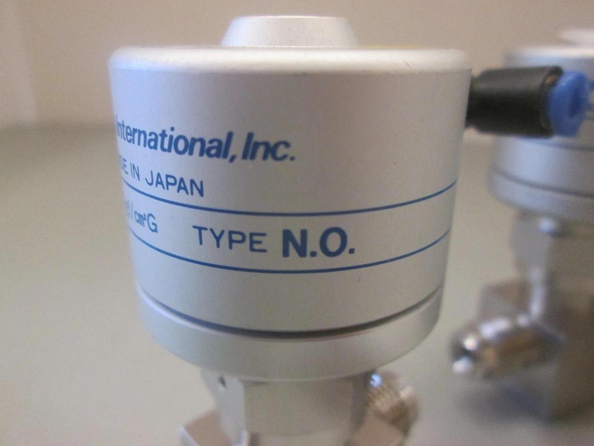 Used Fujikin, 3.5-7kgf, N.O. Pneumatic Valve, 1/4" MVCR, Used, Lot of 3