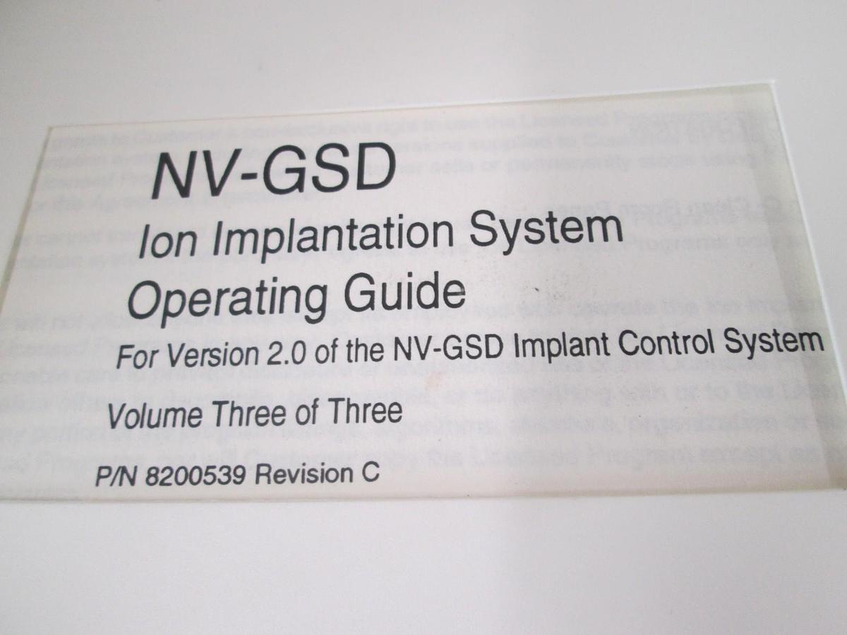 Used Eaton, NV-GSD, Ion Implantation Operating Guide, Volume Three REV C, Used
