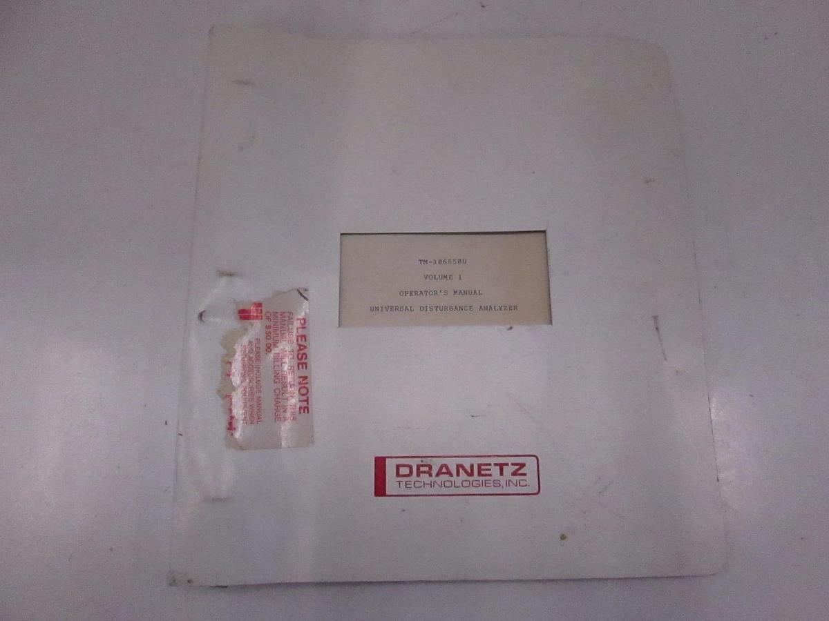 Used Dranetz TM-106650U Volume 1 Disturbance Analyzer Operators Manual, Used