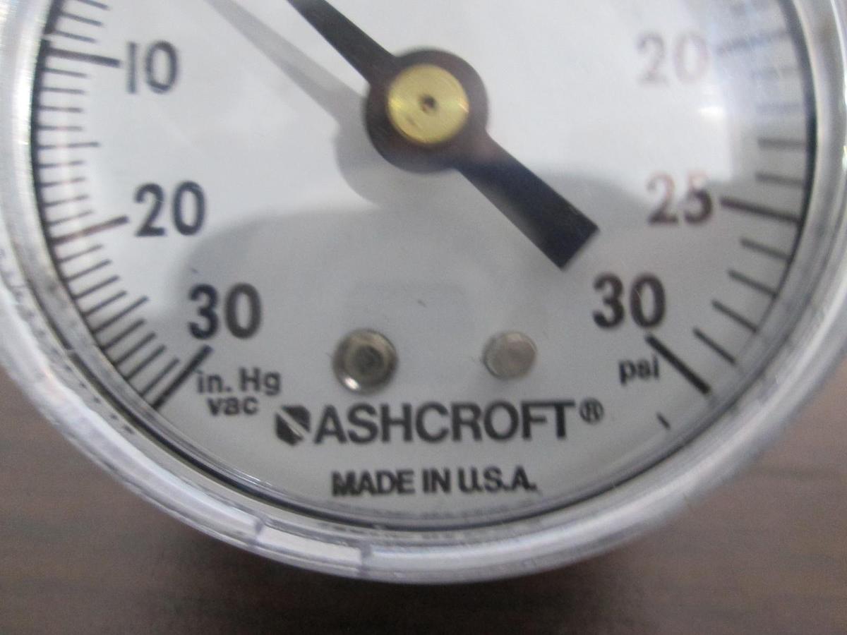 Used Ashcroft, 30-0-30 PSI, Back Mount Gauge, Used