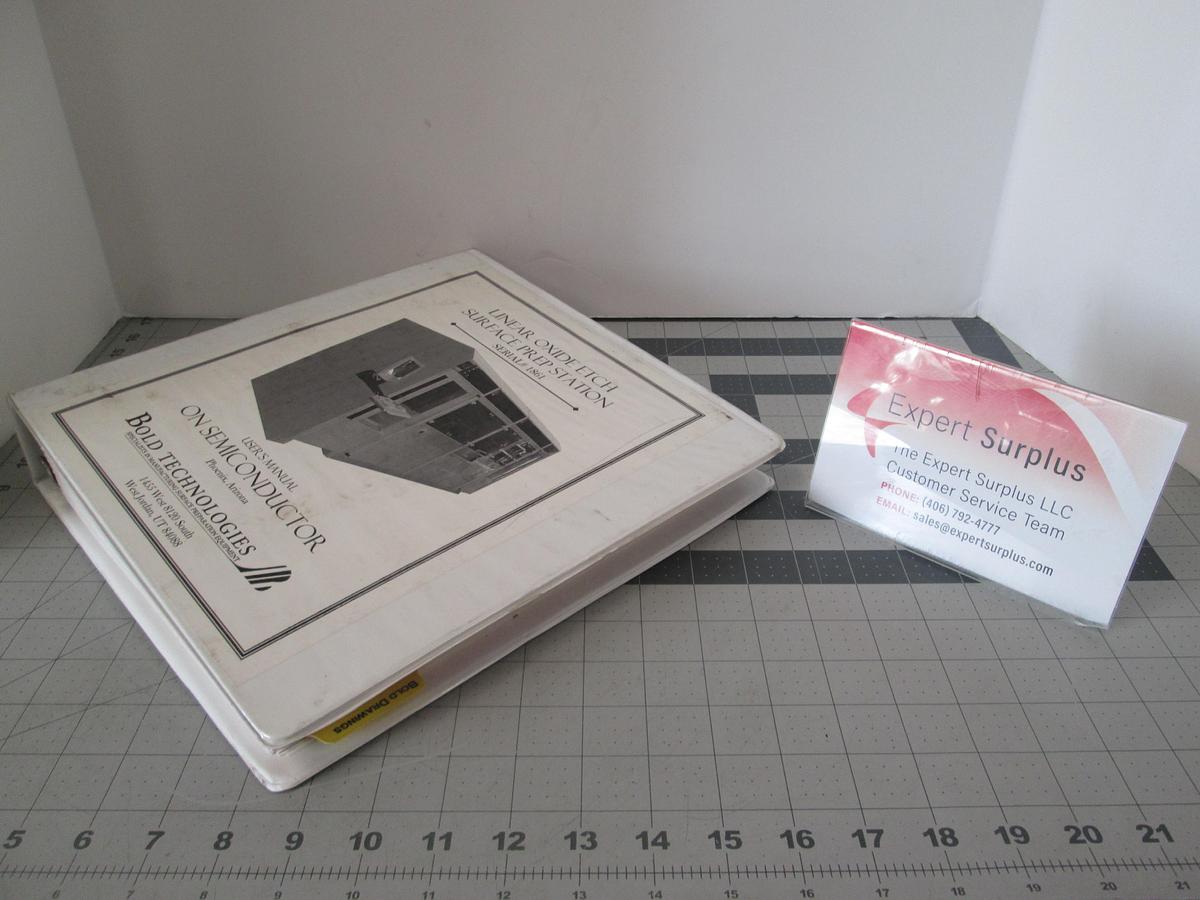 Used Bold Technologies, 1861, Lineaer Oxide Etch Surface Prep Station, User Manual, Used