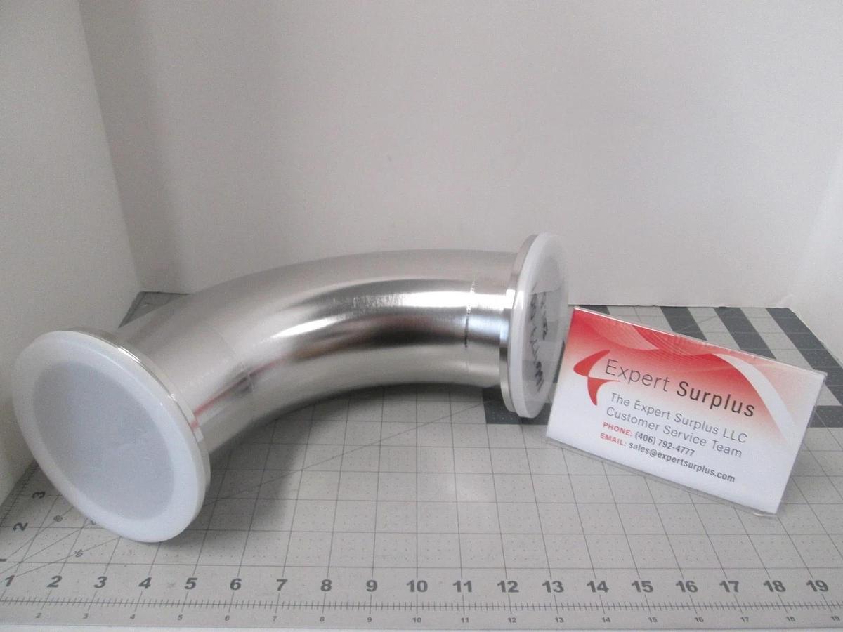 Vacuum Elbow, 4" Foreline, SS, 90 DEG Angle, Approx. 7-1/4", New