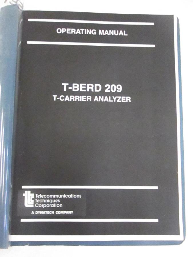 Used Telecommunications T-Berd 209 T-Carrier Analyzer Operating Manual, Used