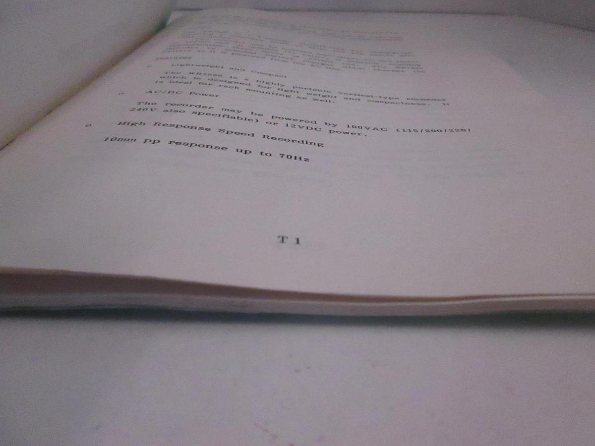 Used Linearcorder Mini WR7500 Instruction Manual, Used